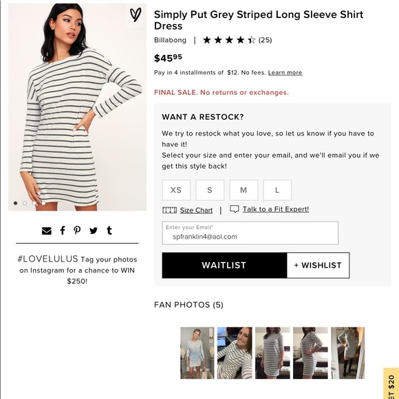 Grey Striped dress by Billabong/sold by Lulus - Picture 5 of 6